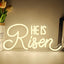Letrero LED neón USB He Is Risen para pared Navidad Pascua