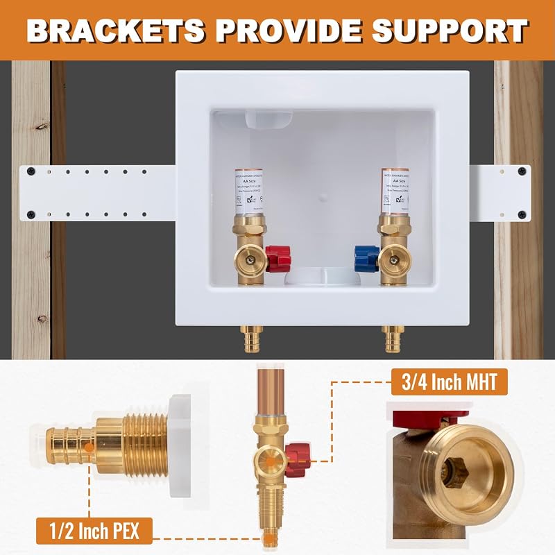 Caja salida lavadora con válvula PEX 1/2"