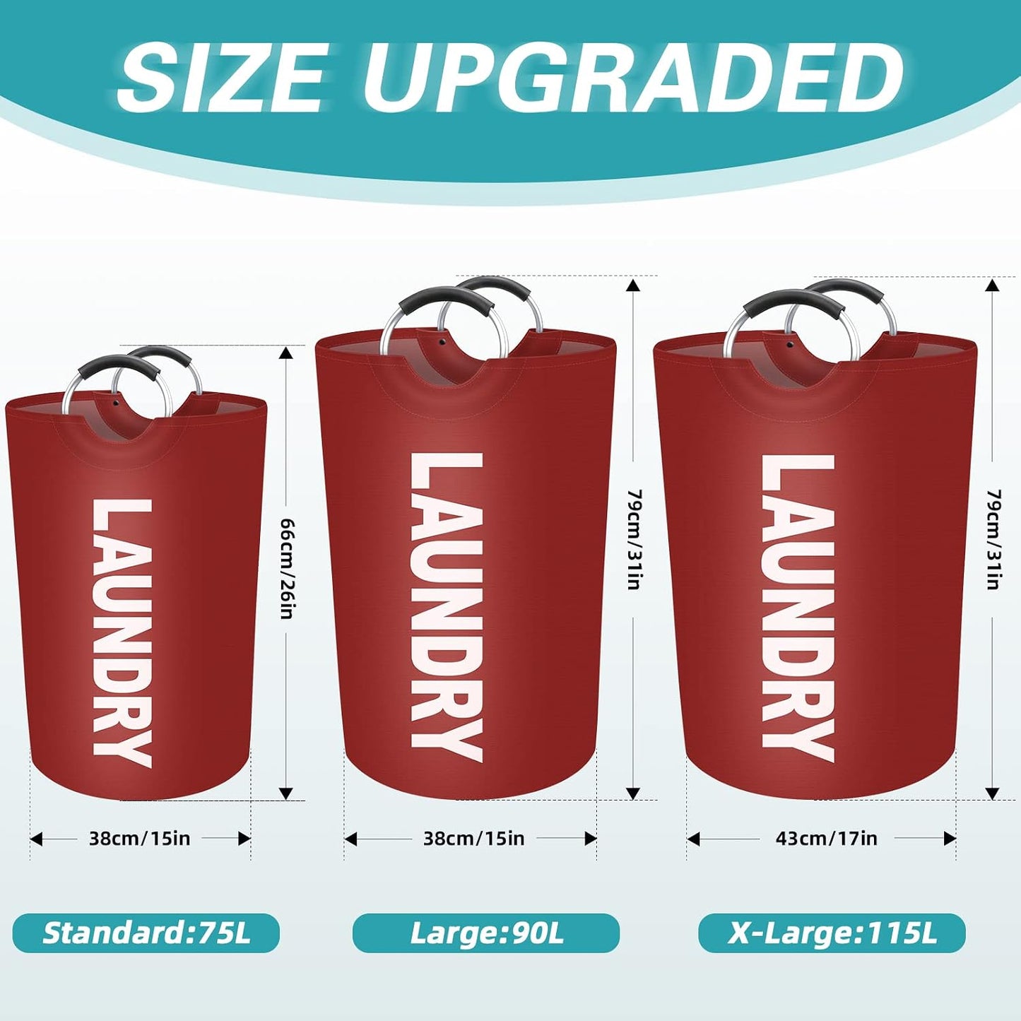 Cesta lavandería 115l plegable con asas aluminio espuma