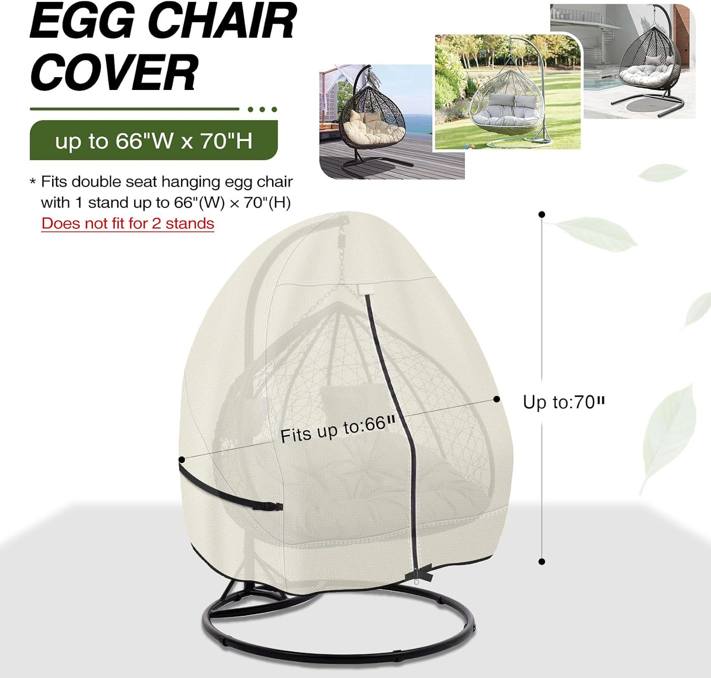 Funda silla huevo colgante 600D impermeable beige