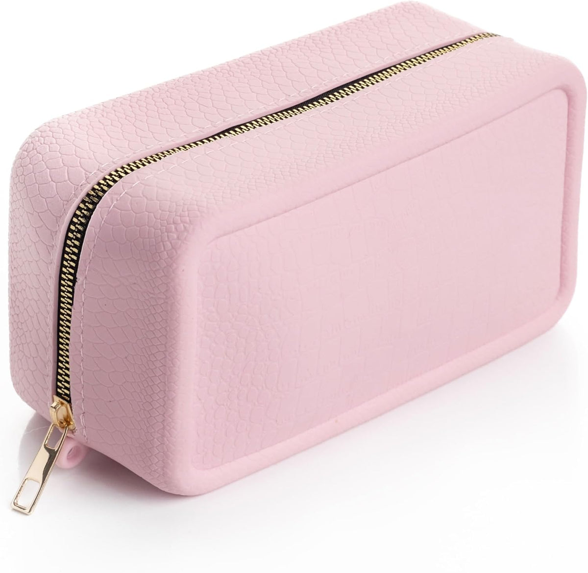 Bolsa maquillaje silicona impermeable textura cuero aroma rosa