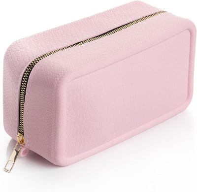 Bolsa maquillaje silicona impermeable textura cuero aroma rosa