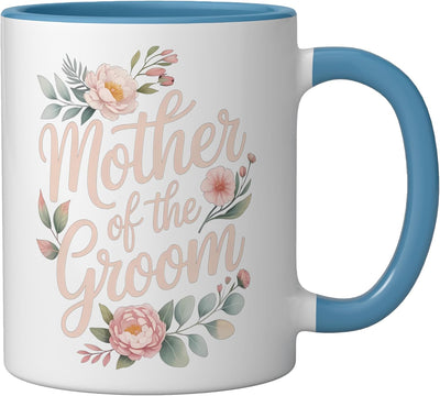 Taza cerámica Mother Of The Groom con diseño floral en azul y blanco