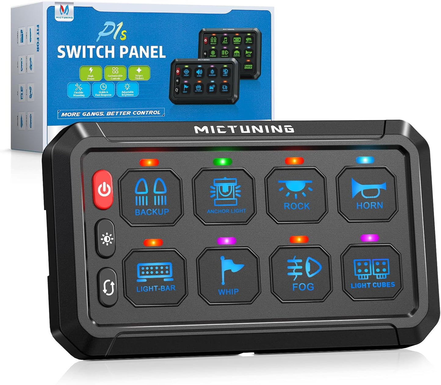 Panel interruptor 8 bandas P1S multifunción con caja