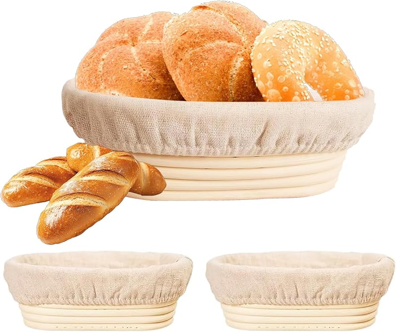 Cestas ovaladas pan 10pulg 3uds cuencos masa madre
