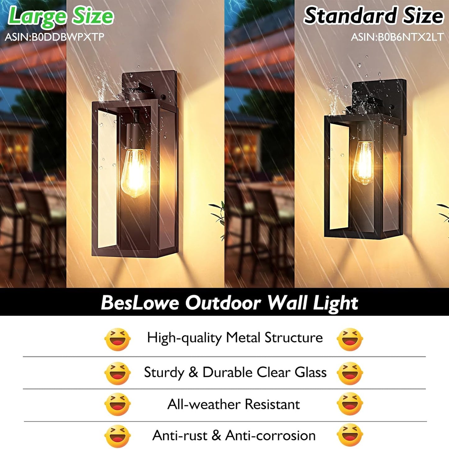 Lámpara pared exterior impermeable para porche