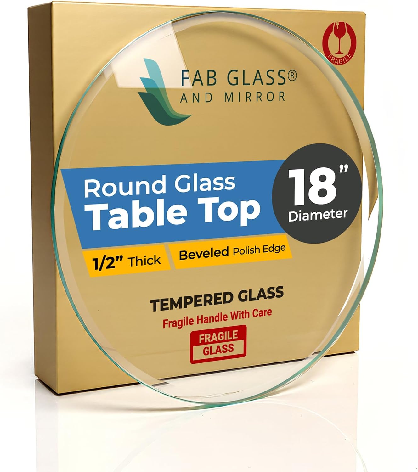 Mesa redonda vidrio templado 18"