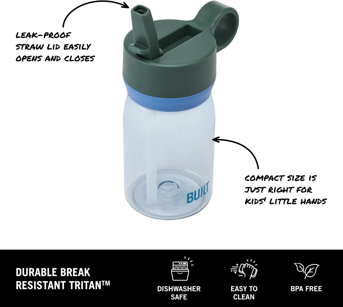 Botella agua cascada vidrio mar 12oz sin BPA