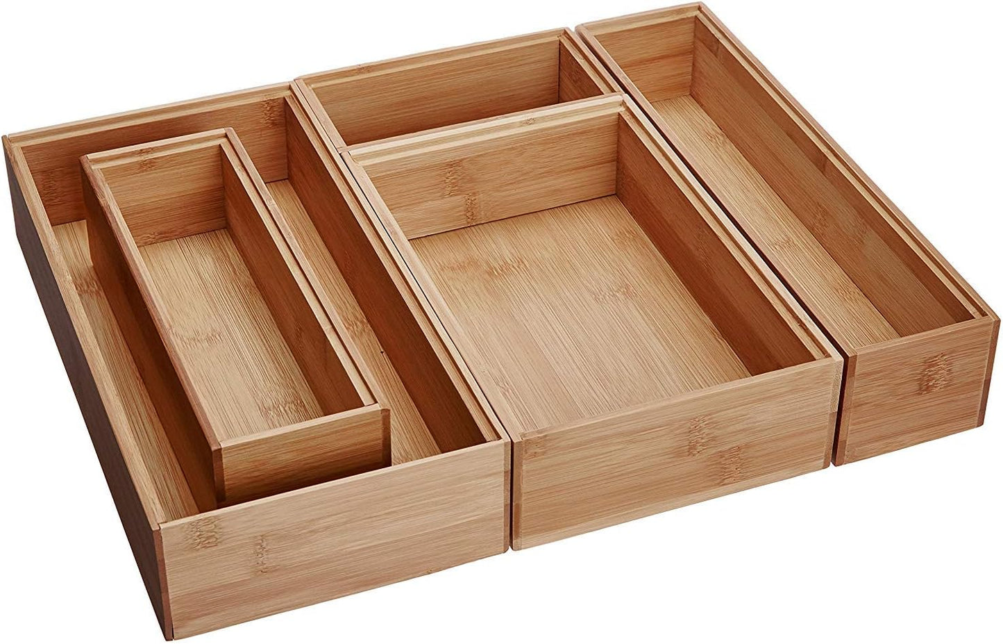 Set 5 cajas organizadoras bambú apilables