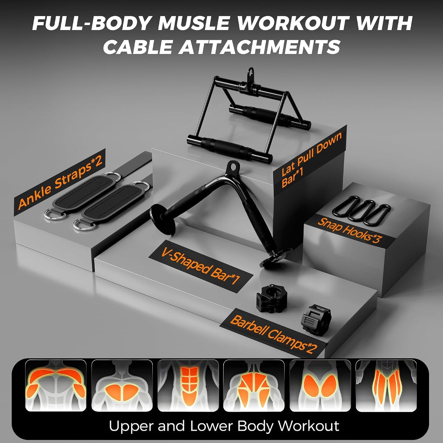 Set accesorios gimnasio LAT V barra D doble correas tobillo