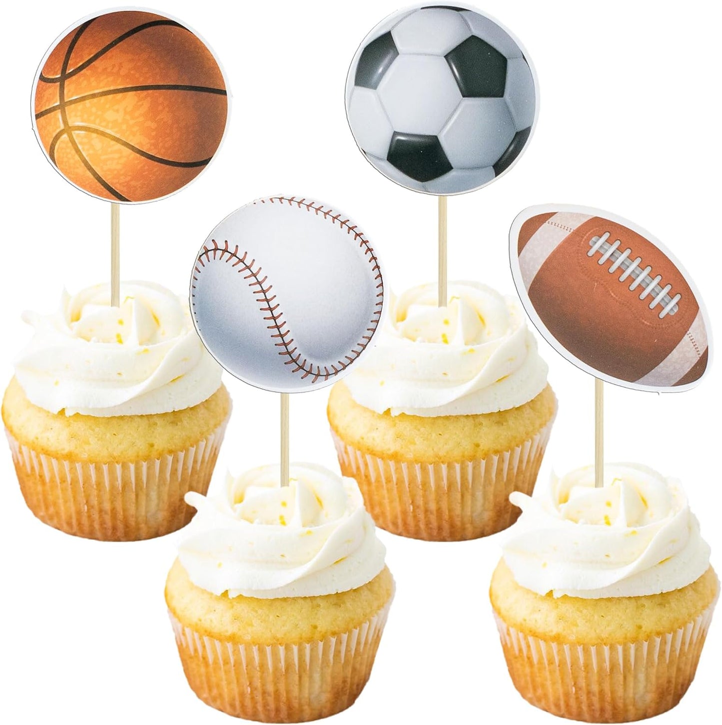 36 Adornos Deportivos Cupcakes Béisbol Fútbol Cumpleaños Niños