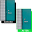 Placa protectora pestillo puerta 6.69pulg negra forma L