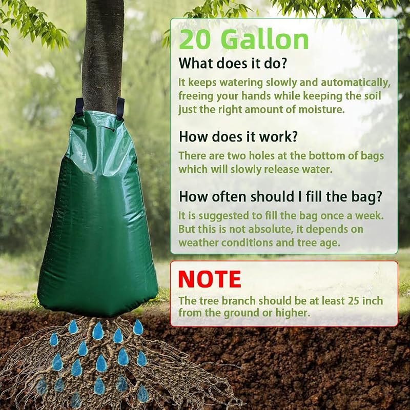 25 Pzas Bolsa Riego Árbol 20gal PVC Cremallera Resistente