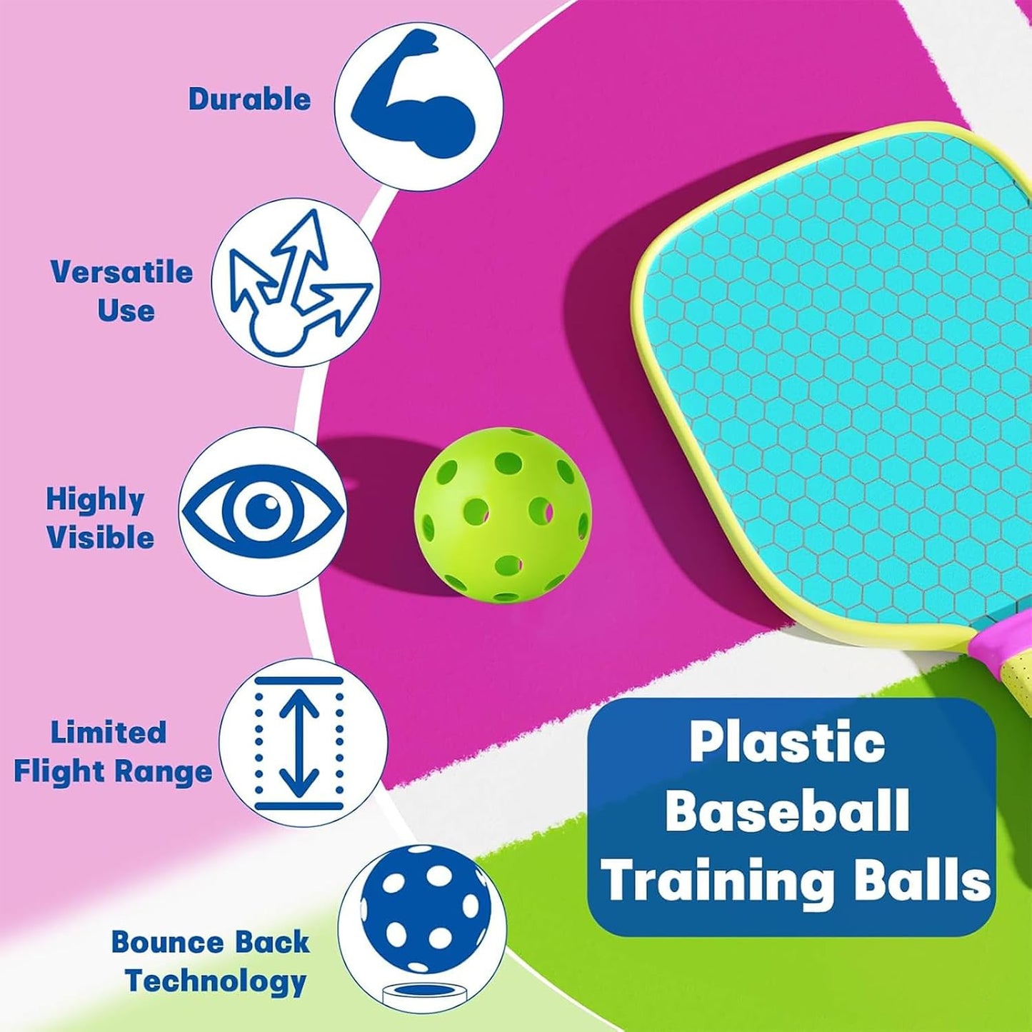 24/80 Pelotas Béisbol Plástico Entrenamiento Interior