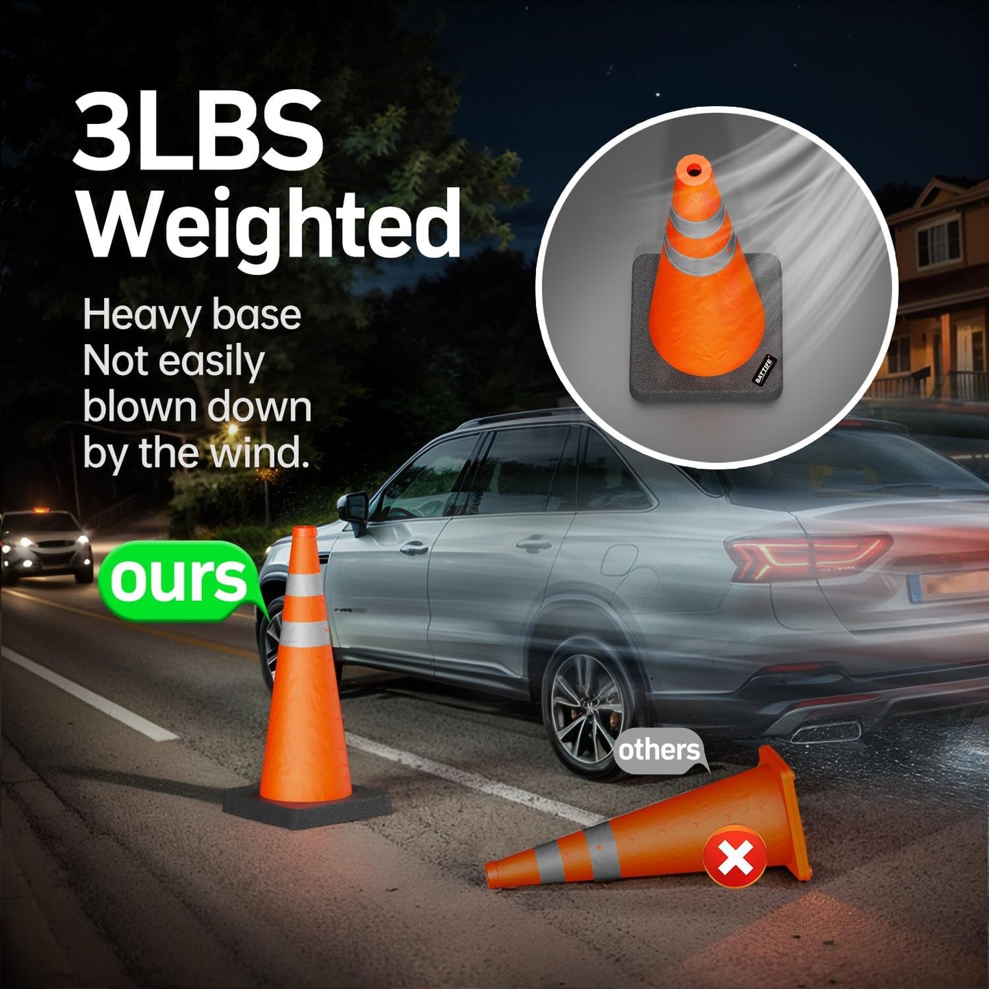 Conos vial naranja plegables 28pulg base negra