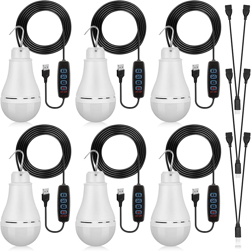 6 Pzas Tira Luces USB Recargable 6.6ft para Camping Patio