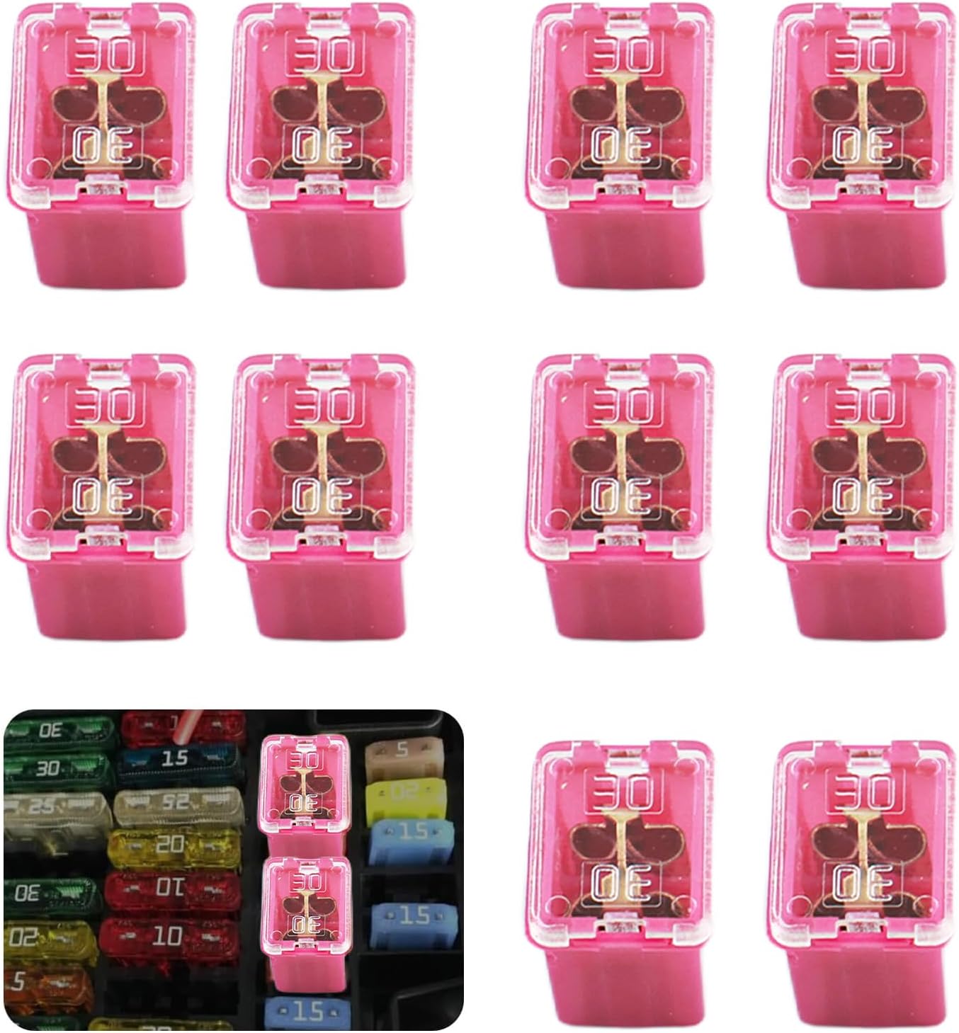 10 Fusibles Jcase 30A para Automóvil Universal