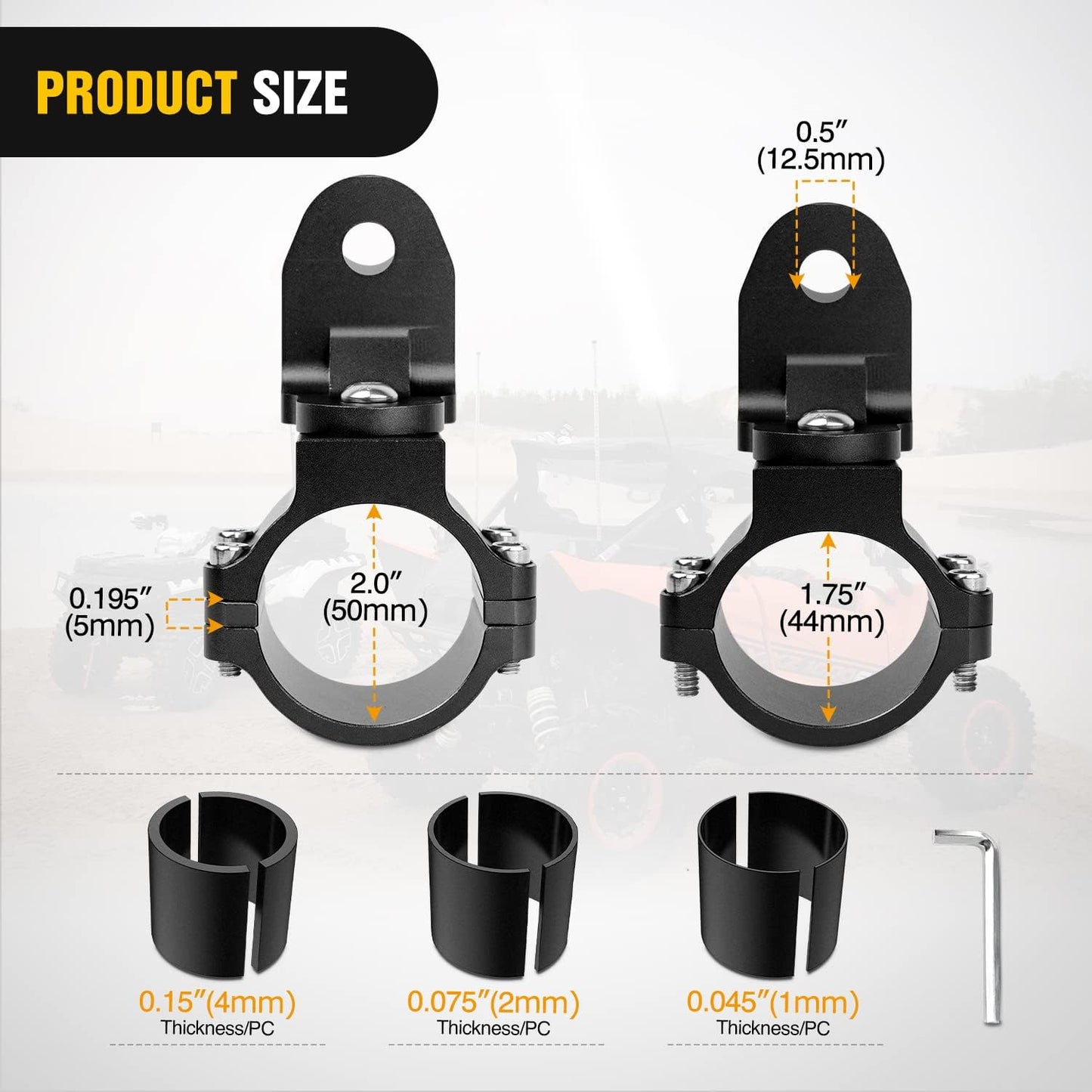 Soporte antena UTV ajustable negro Polaris RZR Can Am