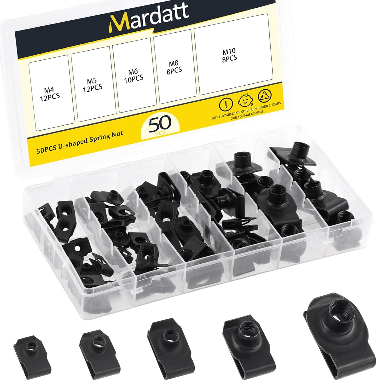 50 Pzas U-Clip M4-M10 para Auto Parachoques Puerta