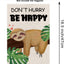 Banderas jardín doble cara texto 'Don't Hurry Be Happy'