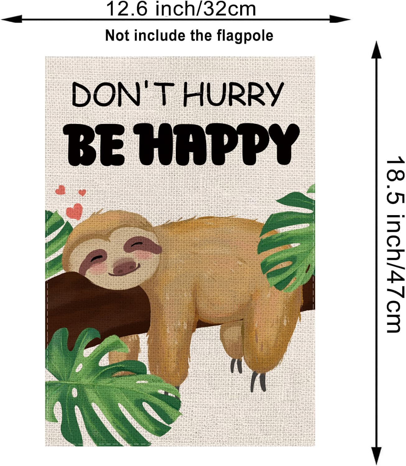 Banderas jardín doble cara texto 'Don't Hurry Be Happy'
