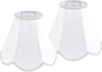 2 Pzas Pantalla Lámpara Blancas Festoneadas 6x13pulg
