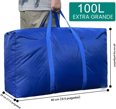 Bolsas almacenamiento 100l con cremalleras asas transporte
