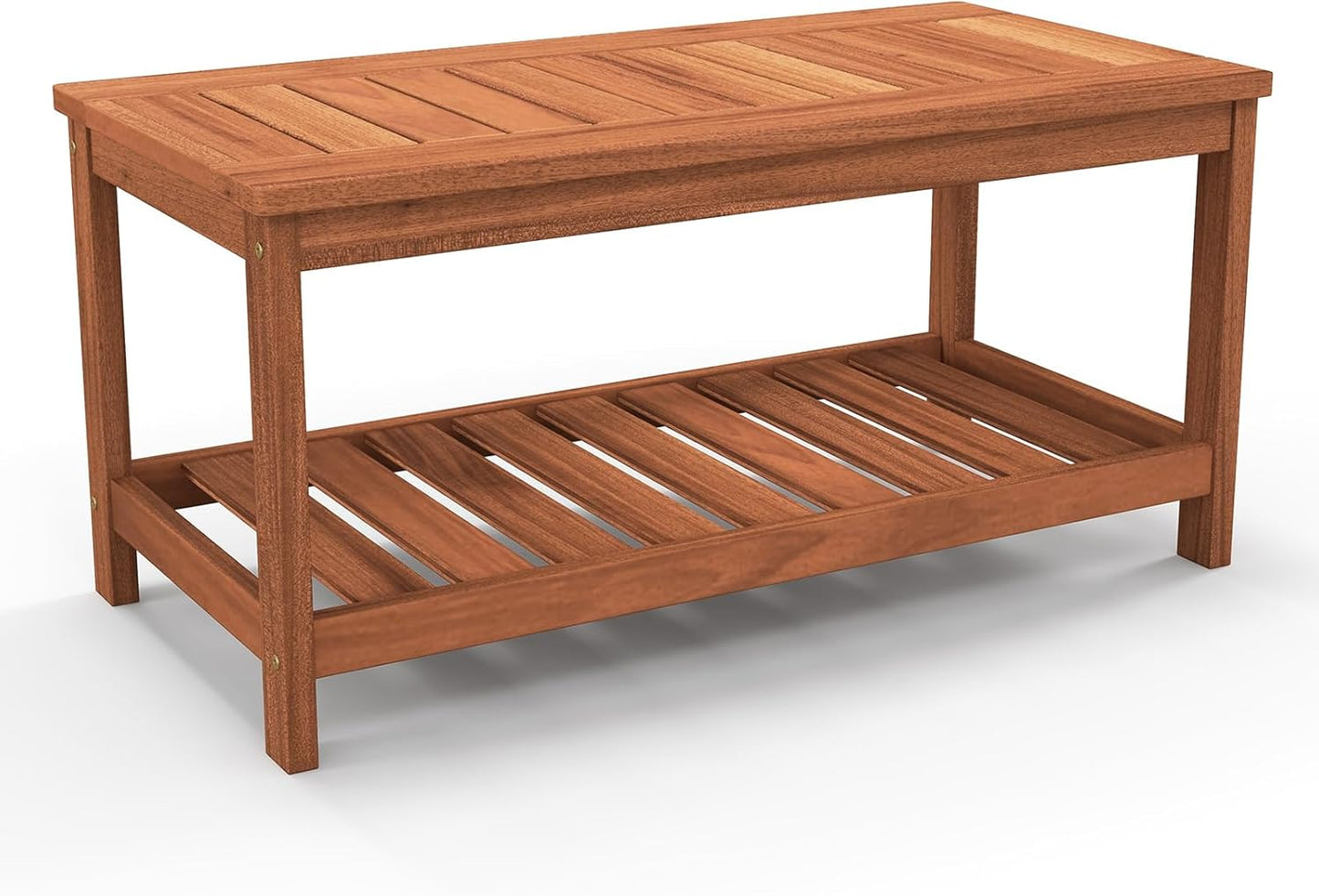 Mesa centro madera 2 niveles estante terraza jardín
