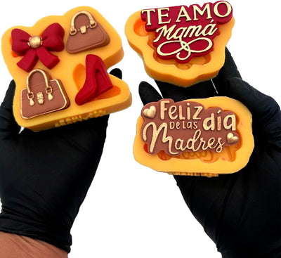 3 Moldes Silicona Chocolate Diseño Único Día Madre
