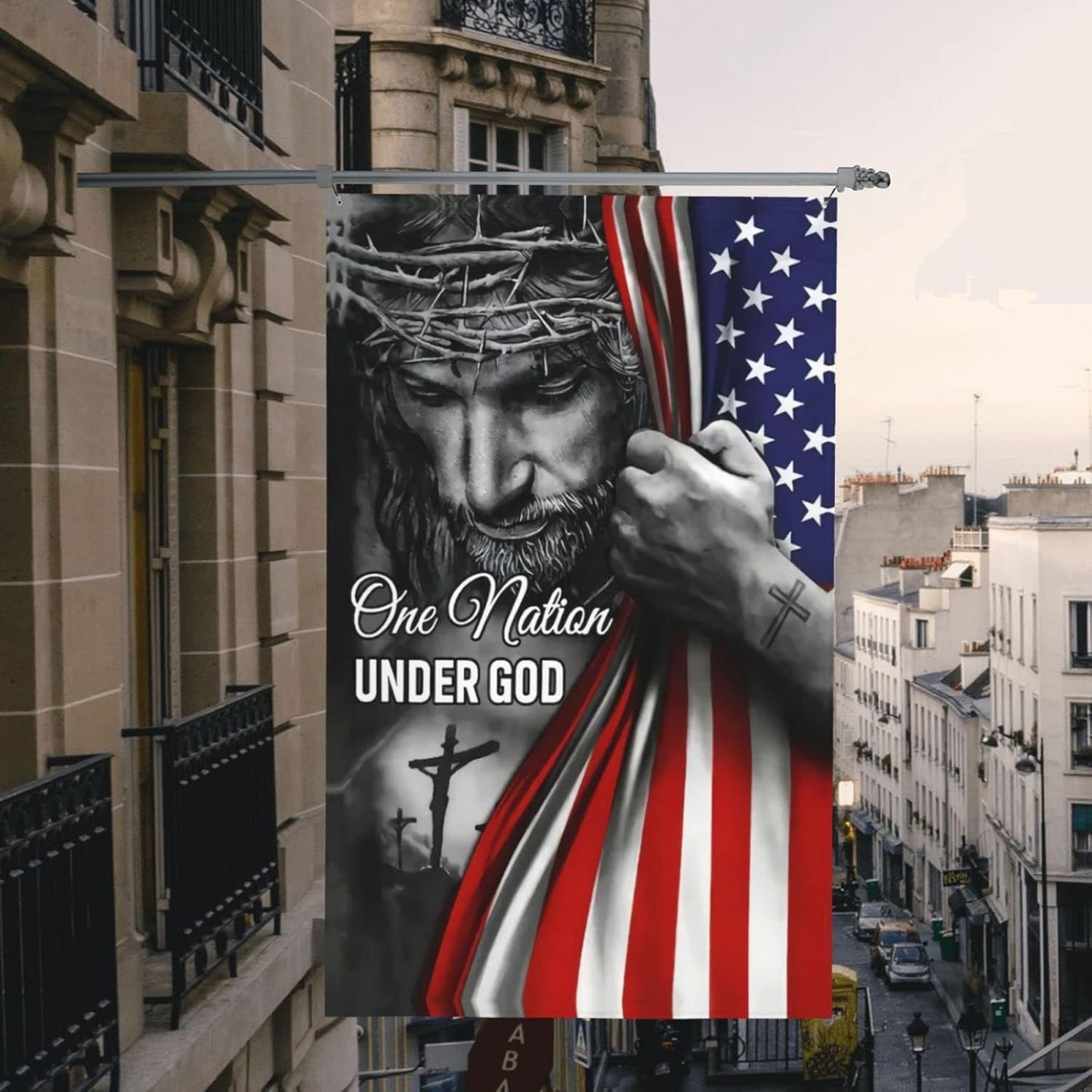 Bandera cristiana 3x5ft doble cara resistente Pascua jardín