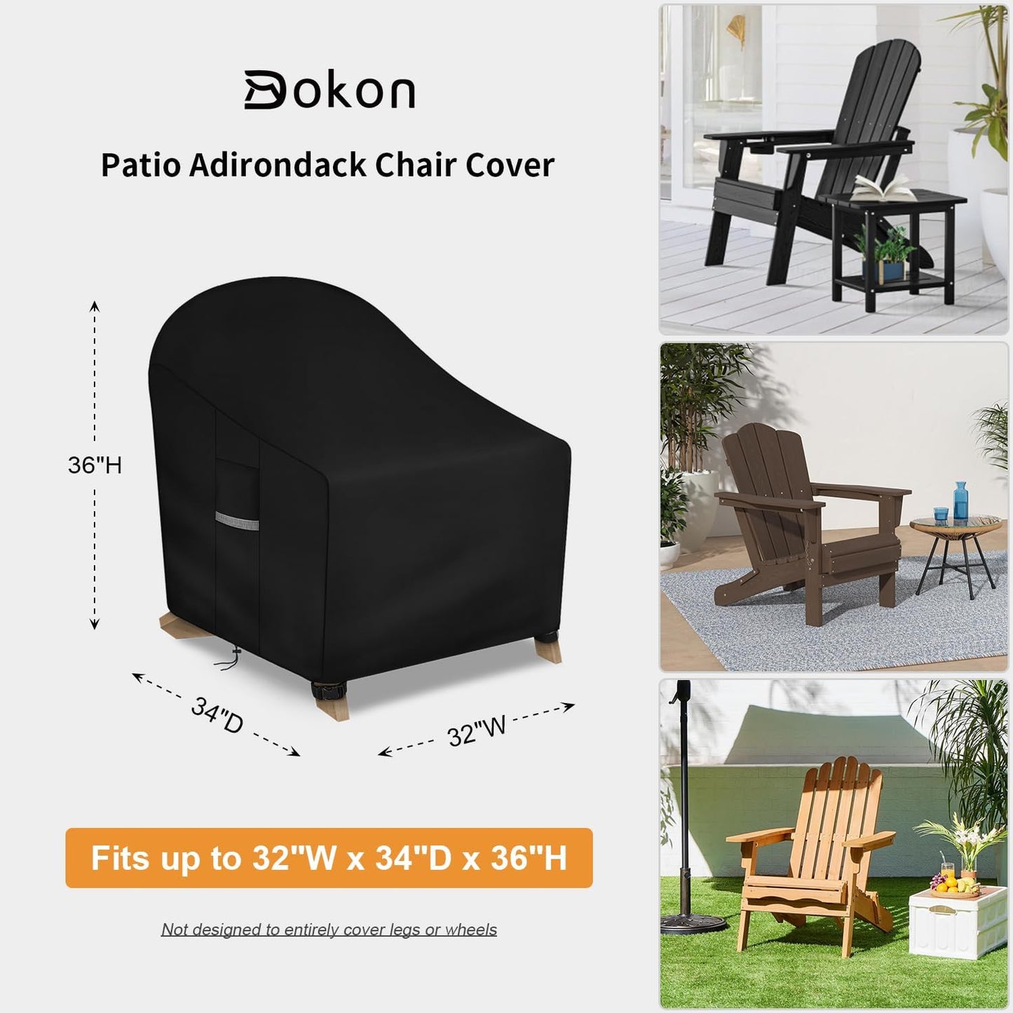 Fundas sillas Adirondack impermeables tela Oxford 32x34"