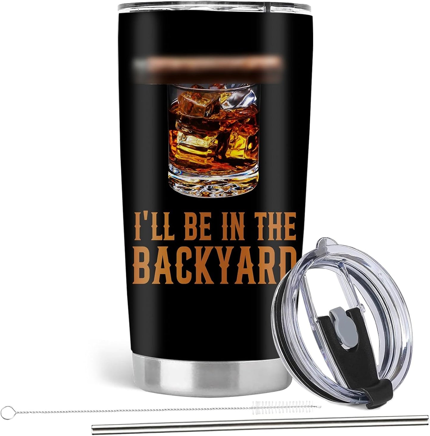 Vaso acero inox 20oz con tapa y popote para hombres