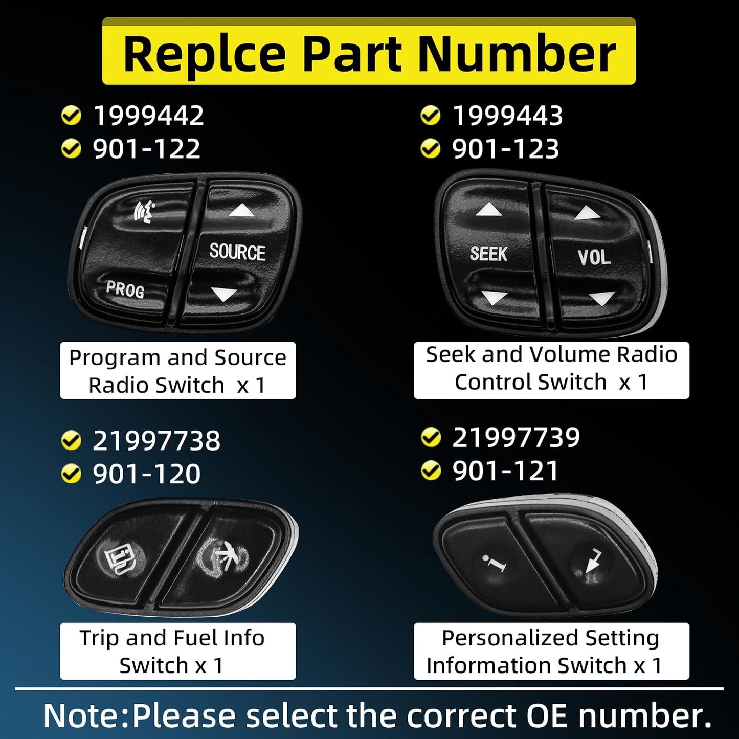 Interruptores volante Chevy Silverado 03-09 Cadillac