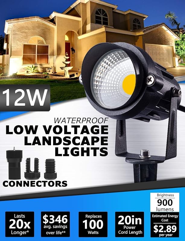 10 Luces LED Paisaje 12-24V Transformador 200W