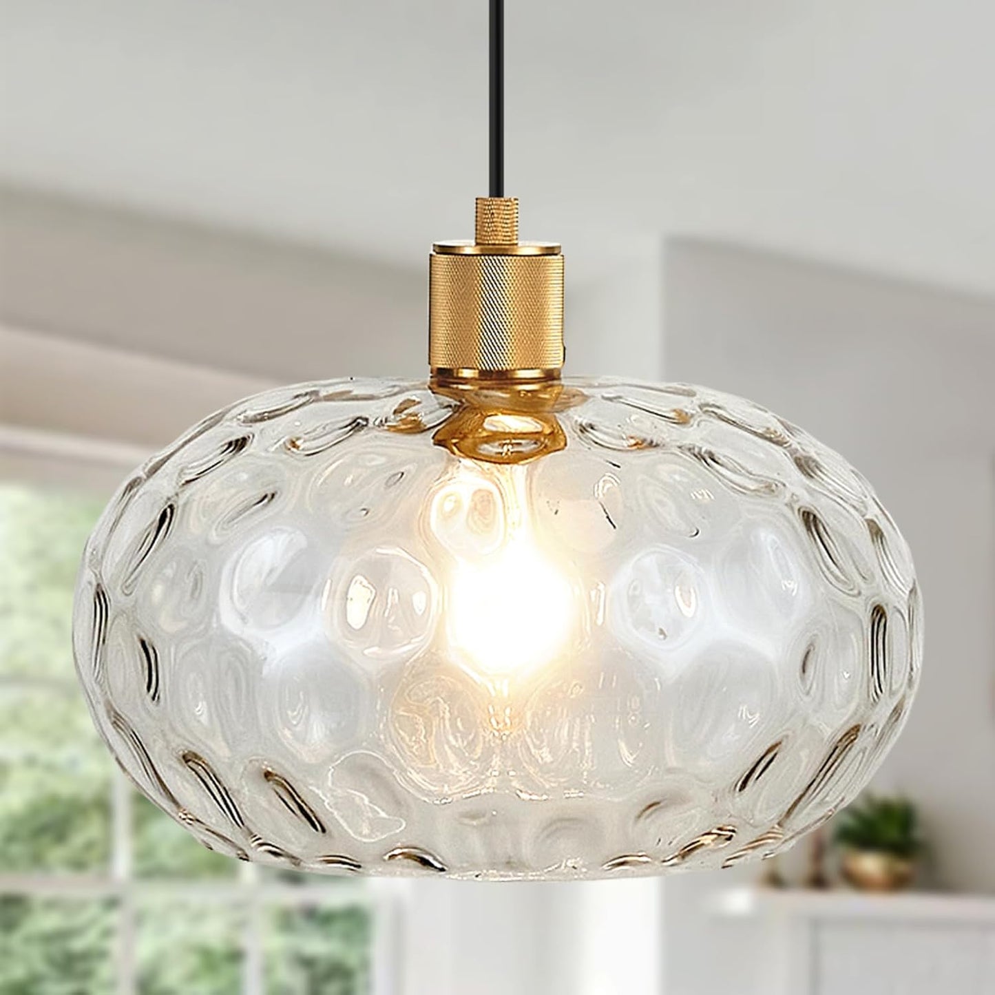 Lámpara colgante cristal 12pulg ajustable para cocina