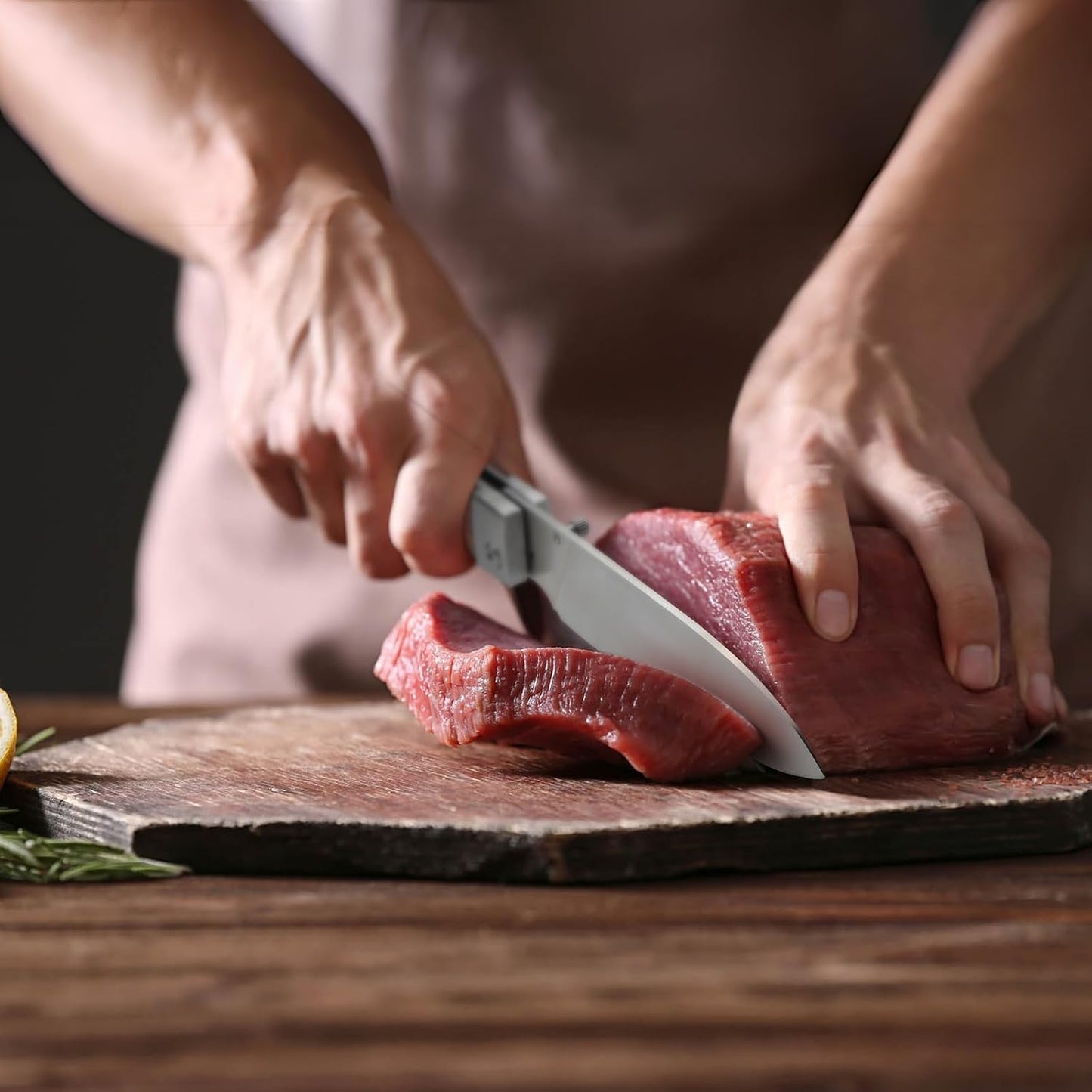 Cuchillo Santoku plegable acero inox 440C para chef