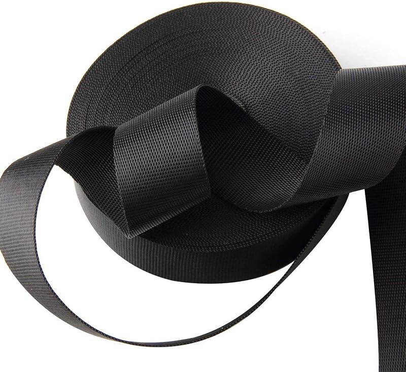 Correa nylon negro 1pulg 10yardas para bolsas hamacas diy