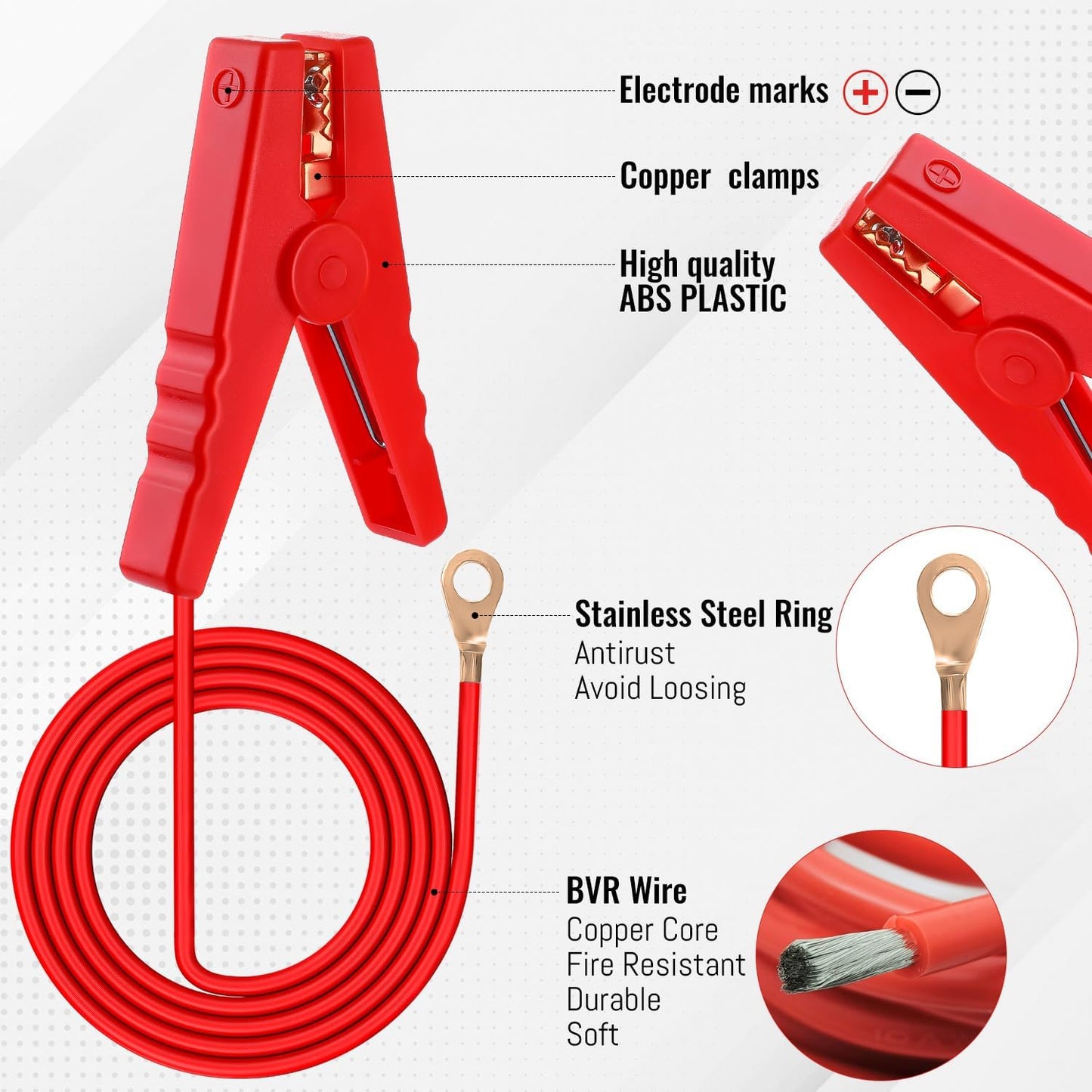 Alambre eléctrico cobre 3.3ft para cercas con clip cocodrilo