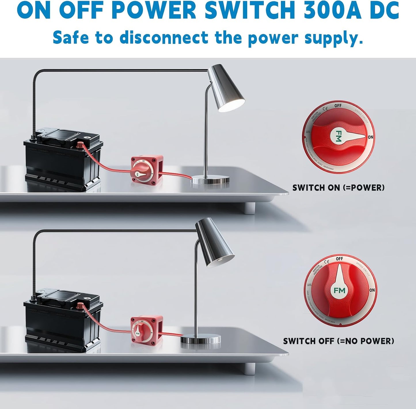 Interruptor batería 12-48V 300A impermeable RV barco