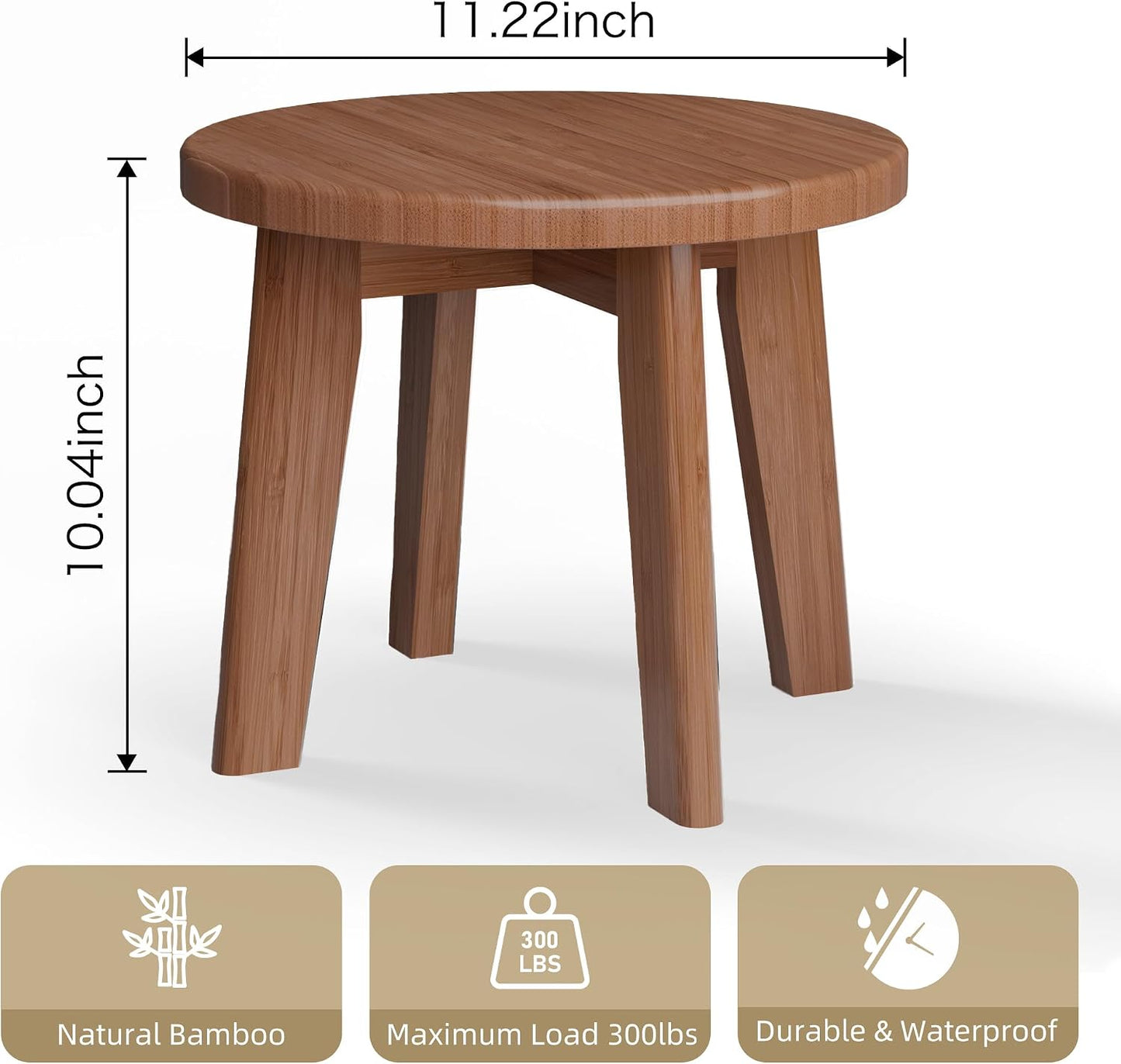 Taburete bambú para niños y adultos banco antiderrap 300lb
