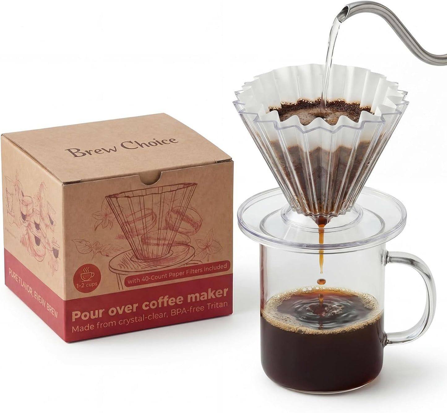 Gotero café 40 filtros papel taza filtro cafetera goteo manual
