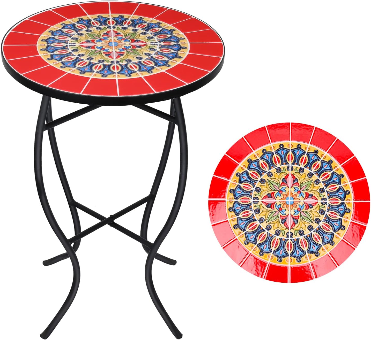 Mesa auxiliar redonda 14pulg para exterior color rojo