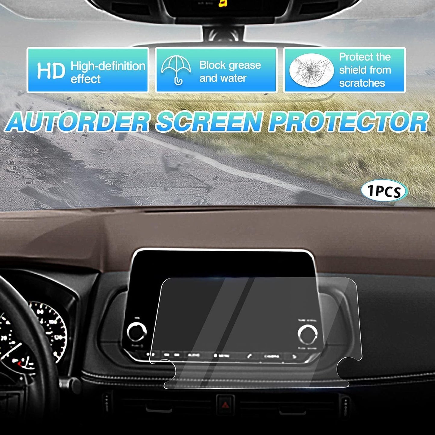 Protector vidrio templado 8" Nissan Rogue Altima 19-26