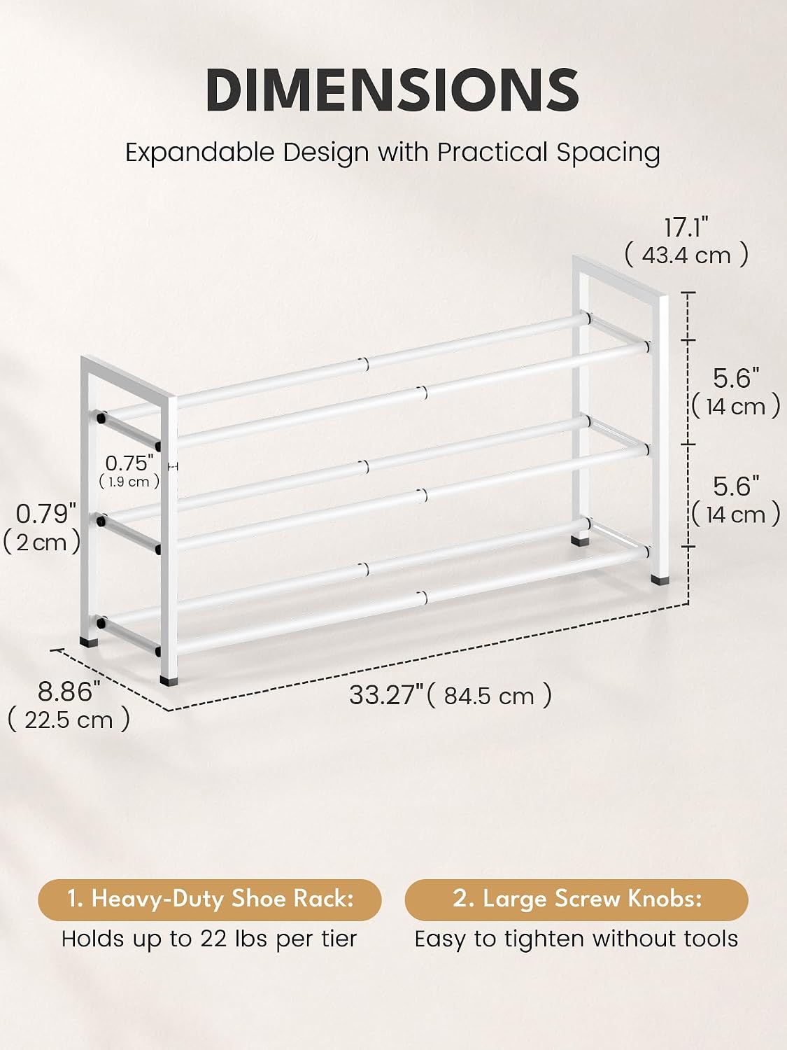 Zapatero expandible 3 niveles 18-33" metal resistente