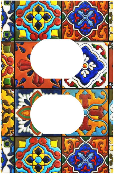 Cubierta enchufe cerámica patrón Talavera baño