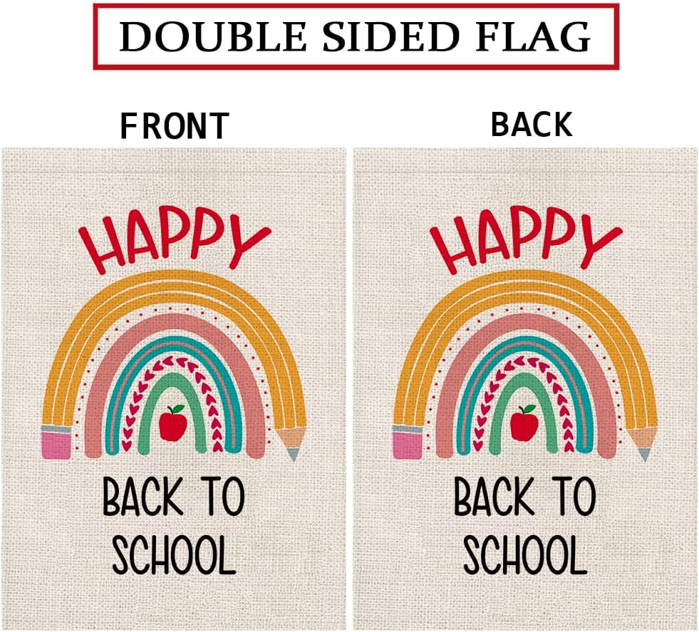 Bandera jardín arco iris happy back to school 12.5x18