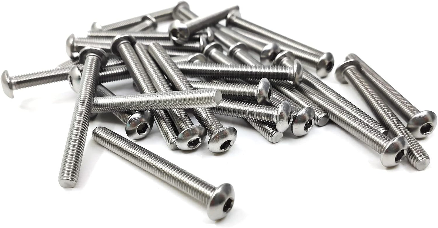 Tornillos cabeza botón M5x45 acero inox 304 hexagonal 30uds