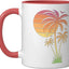 Taza Cerámica Estilo Playa Puesta de Sol Roja y Blanca