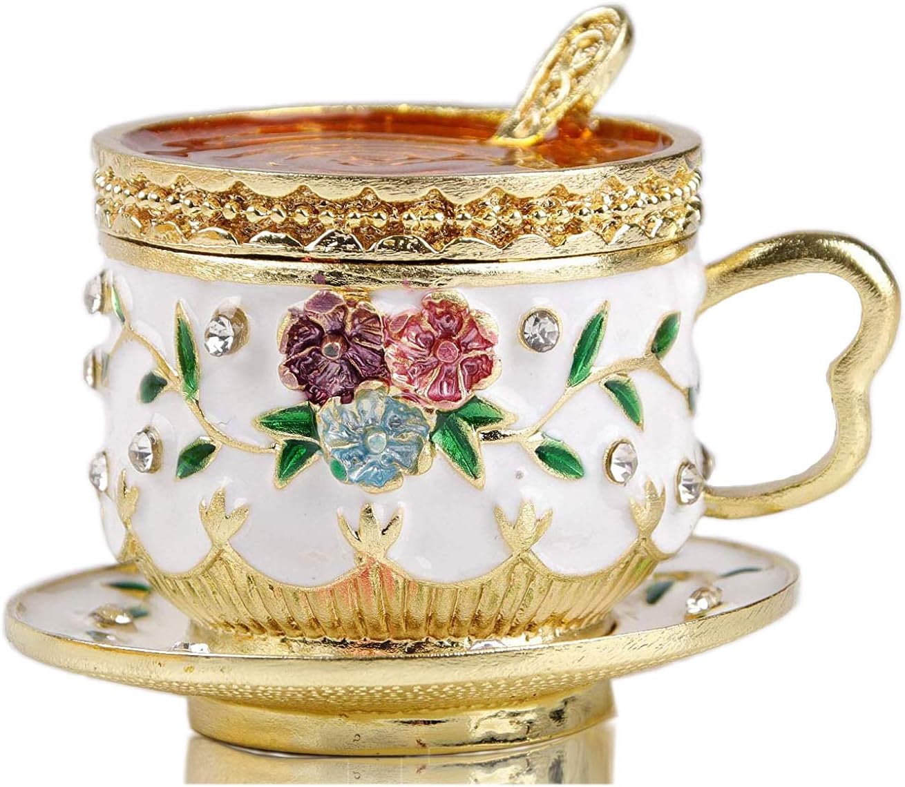 Figurita taza café caja joyería con bisagras