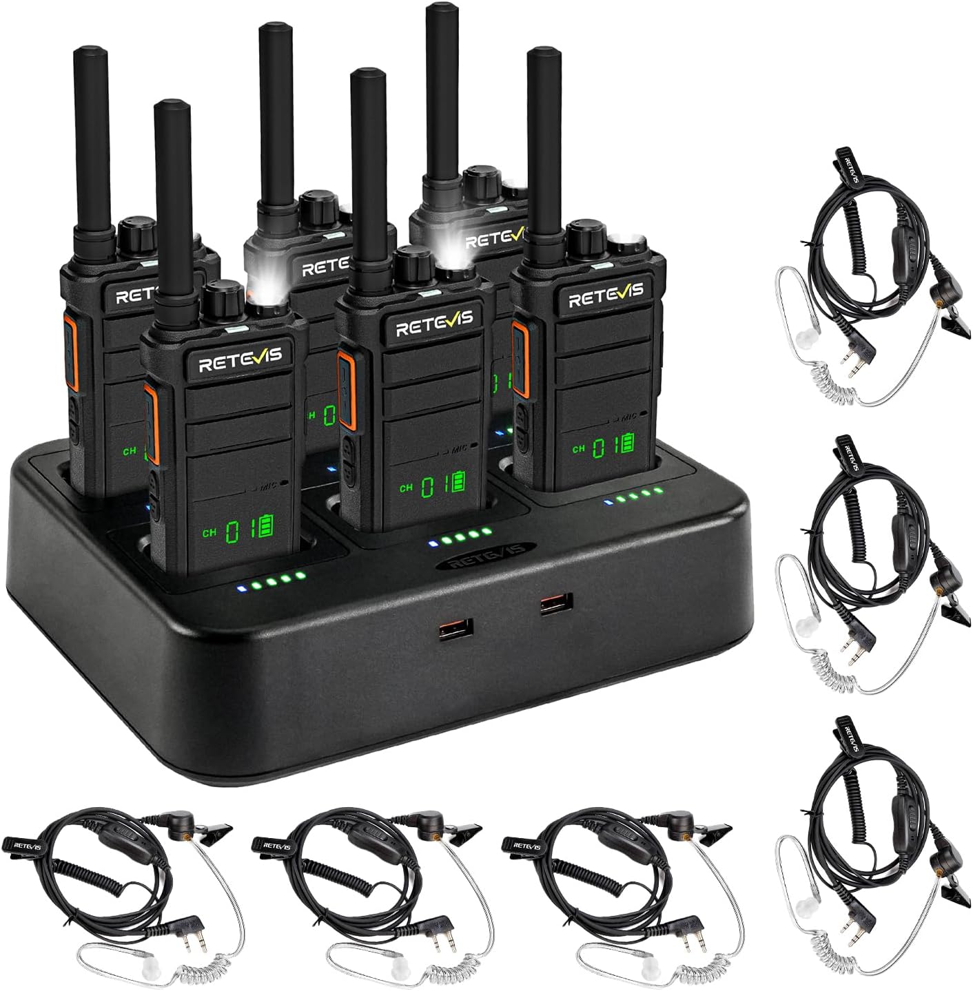Walkie Talkie Profesional 21h con Auricular 6 Vías Noaa
